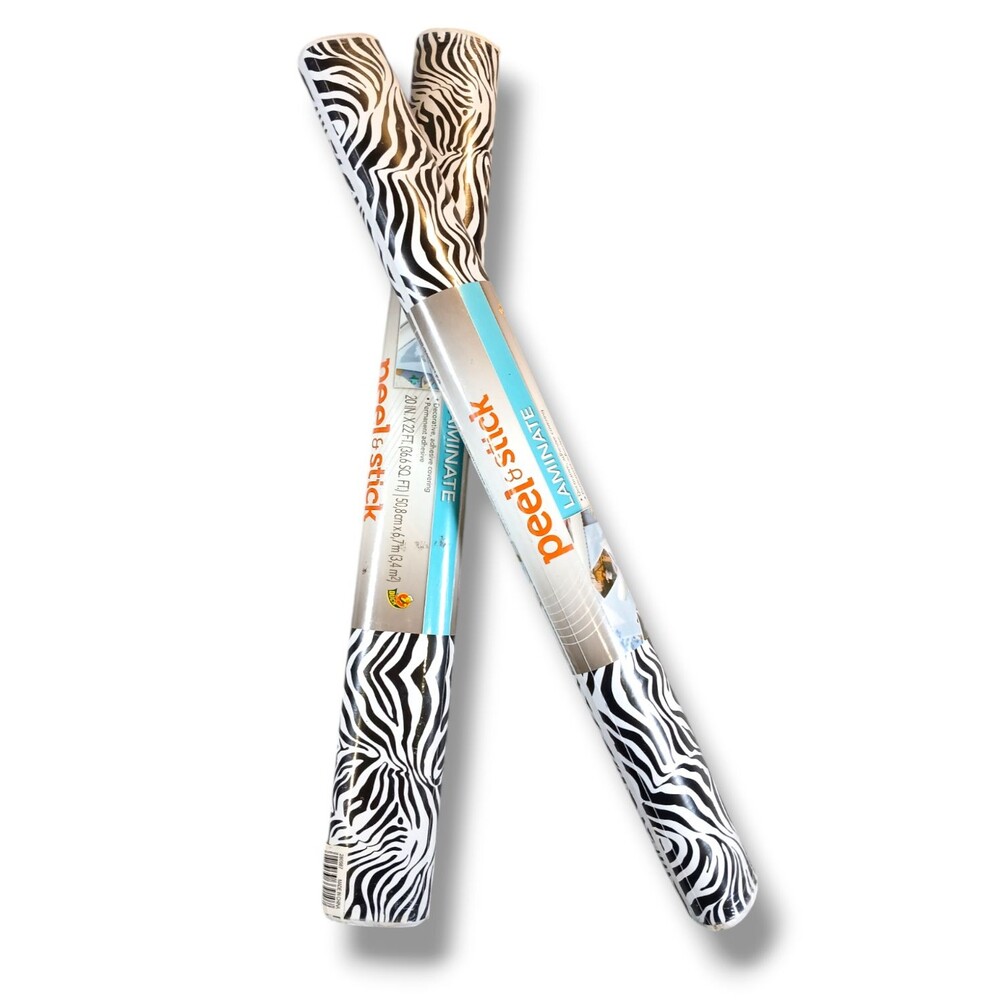 Duck Laminate Peel & Stick Contact Paper Set of 2 Rolls 20in x 22ft Zebra Print